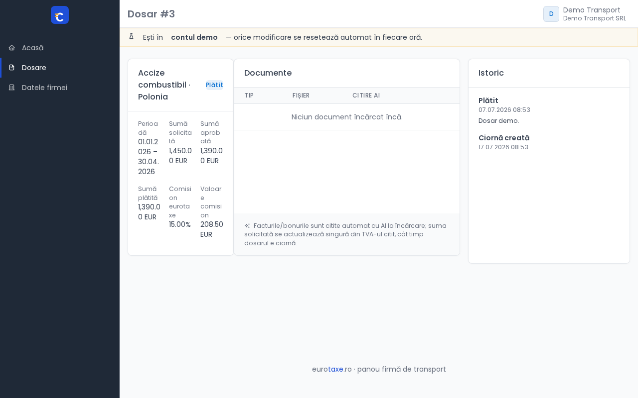 Claim detail with documents and history